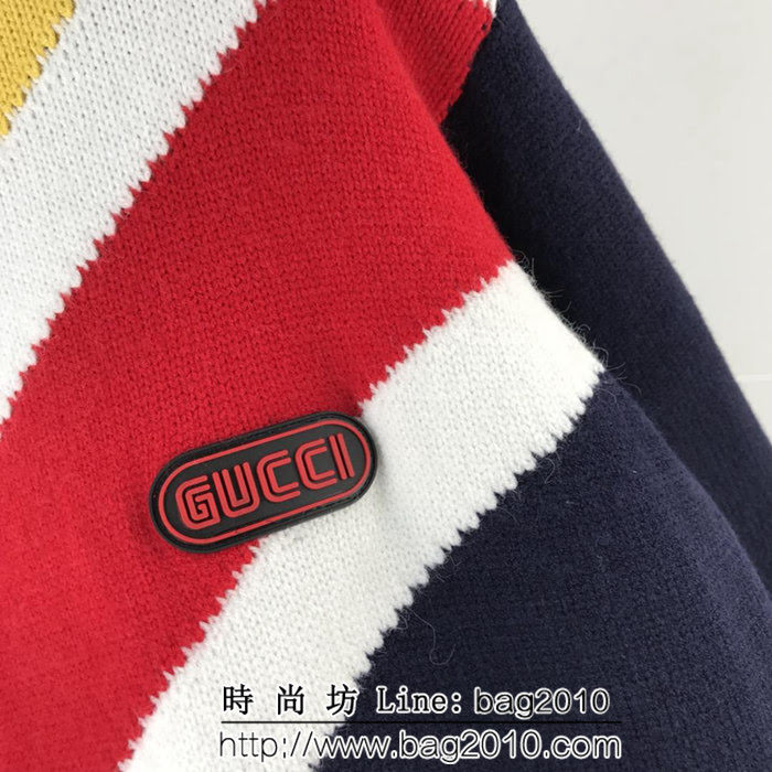 GUCCI古馳 18ss秋冬新款 撞色V型拼接 羊毛混紡毛衣 情侶款 ydi1355
